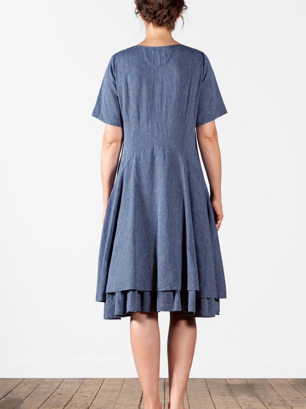 NWOT OLARS ULLA MIDI Denim Jeans Dress Size S Short Sleeves Made In Sweden - Picture 7 of 12